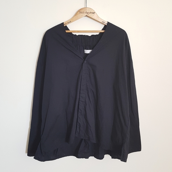 Oak + Fort Black Ruched Back Blouse